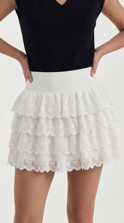 Women's Eyelet Embroidery Mini Skirt