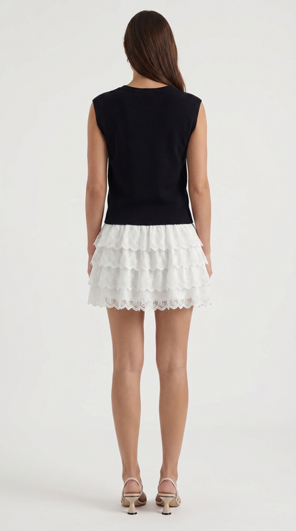 Women's Eyelet Embroidery Mini Skirt