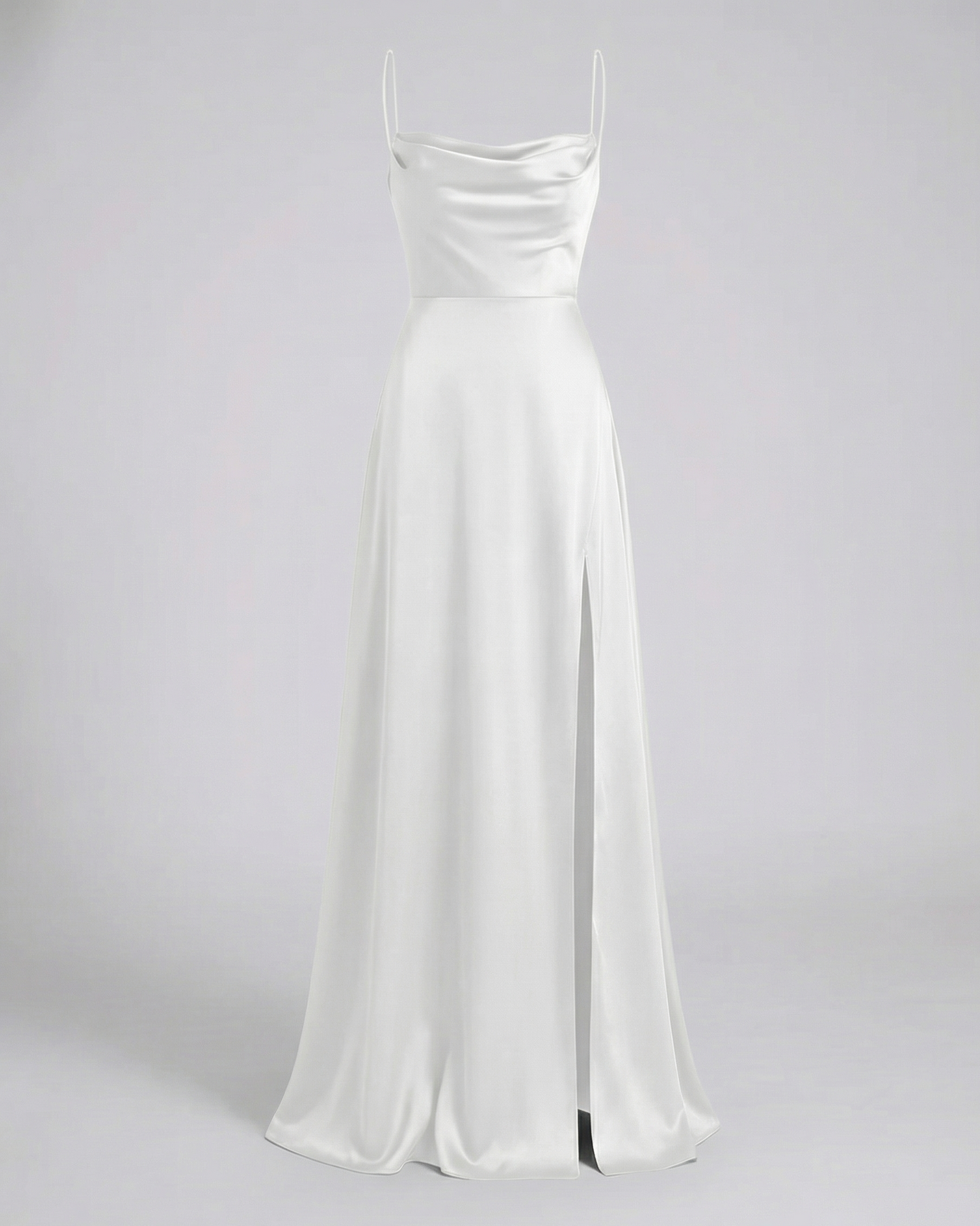 Women's Fitted Maxi Dress with Thin Straps and Side Leg Slit