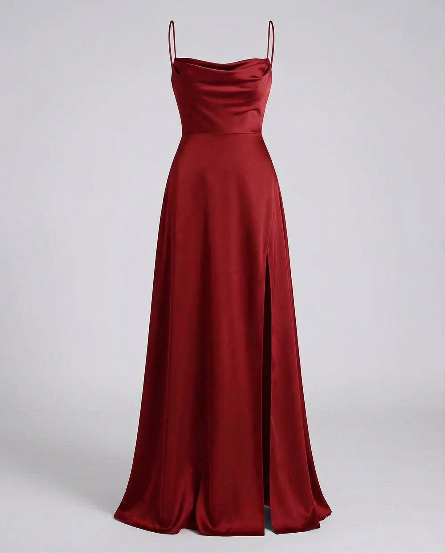 Women's Fitted Maxi Dress with Thin Straps and Side Leg Slit