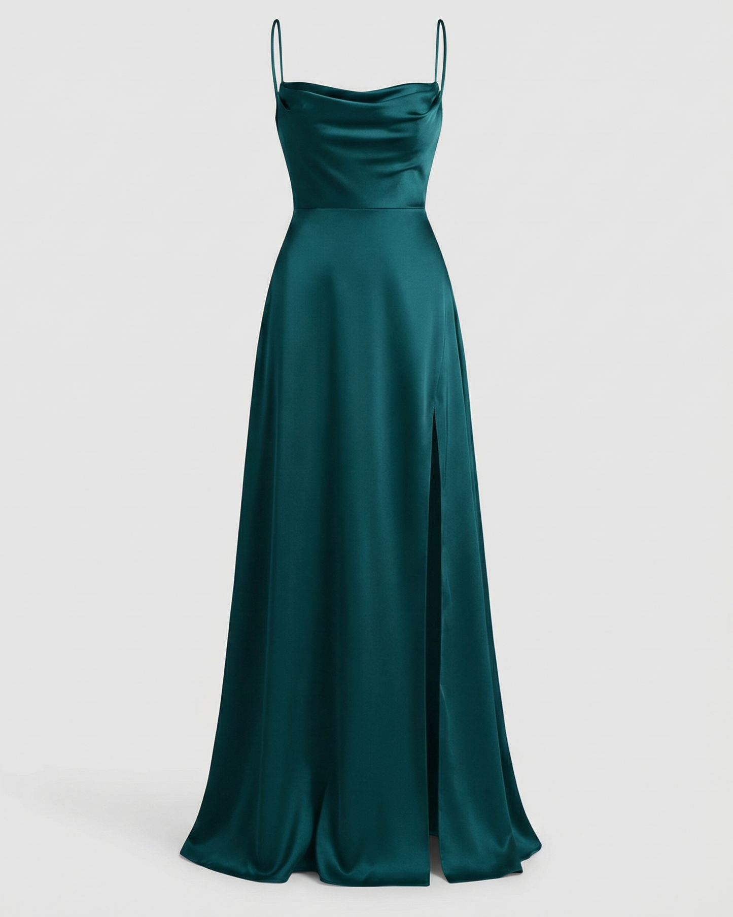 Women's Fitted Maxi Dress with Thin Straps and Side Leg Slit