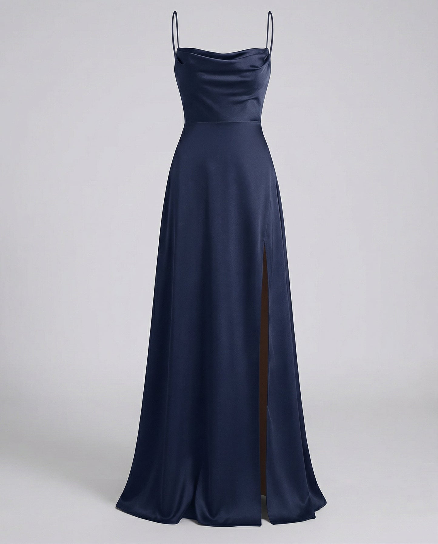Women's Fitted Maxi Dress with Thin Straps and Side Leg Slit