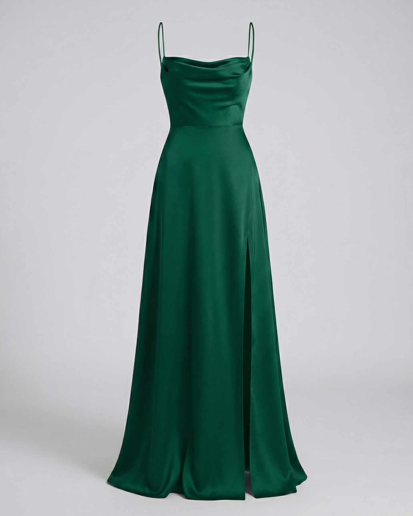 Women's Fitted Maxi Dress with Thin Straps and Side Leg Slit