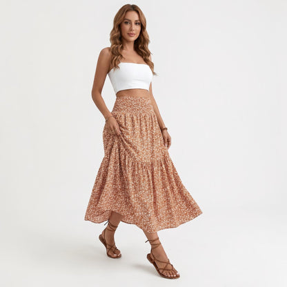 Women's Floral Midi Skirt with Flowing Silhouette