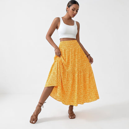 Women's Floral Midi Skirt with Flowing Silhouette