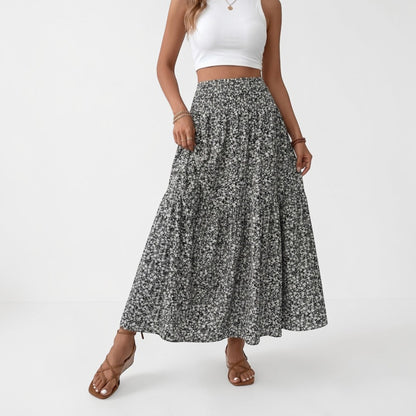 Women's Floral Midi Skirt with Flowing Silhouette