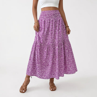 Women's Floral Midi Skirt with Flowing Silhouette