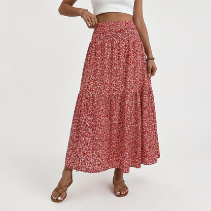 Women's Floral Midi Skirt with Flowing Silhouette