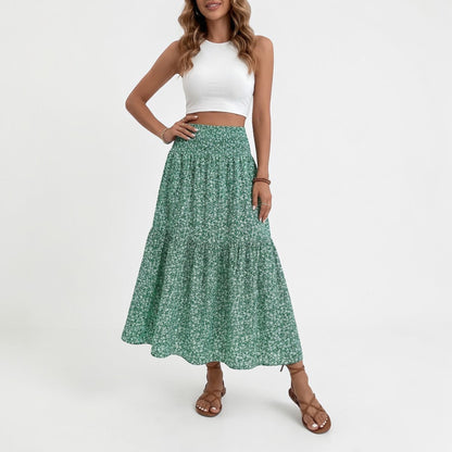 Women's Floral Midi Skirt with Flowing Silhouette