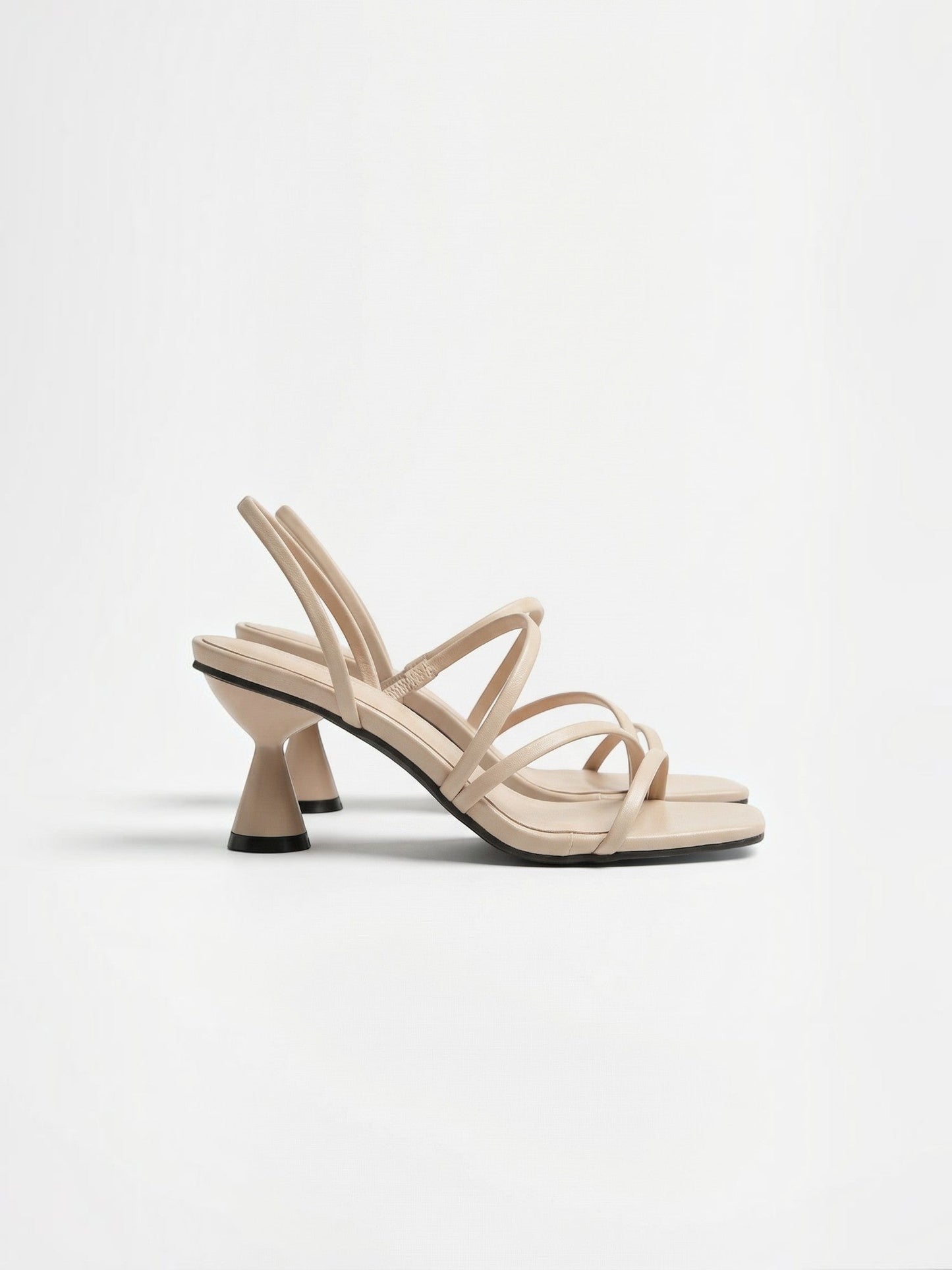 Women's Heel Sandals with Faux Leather Straps
