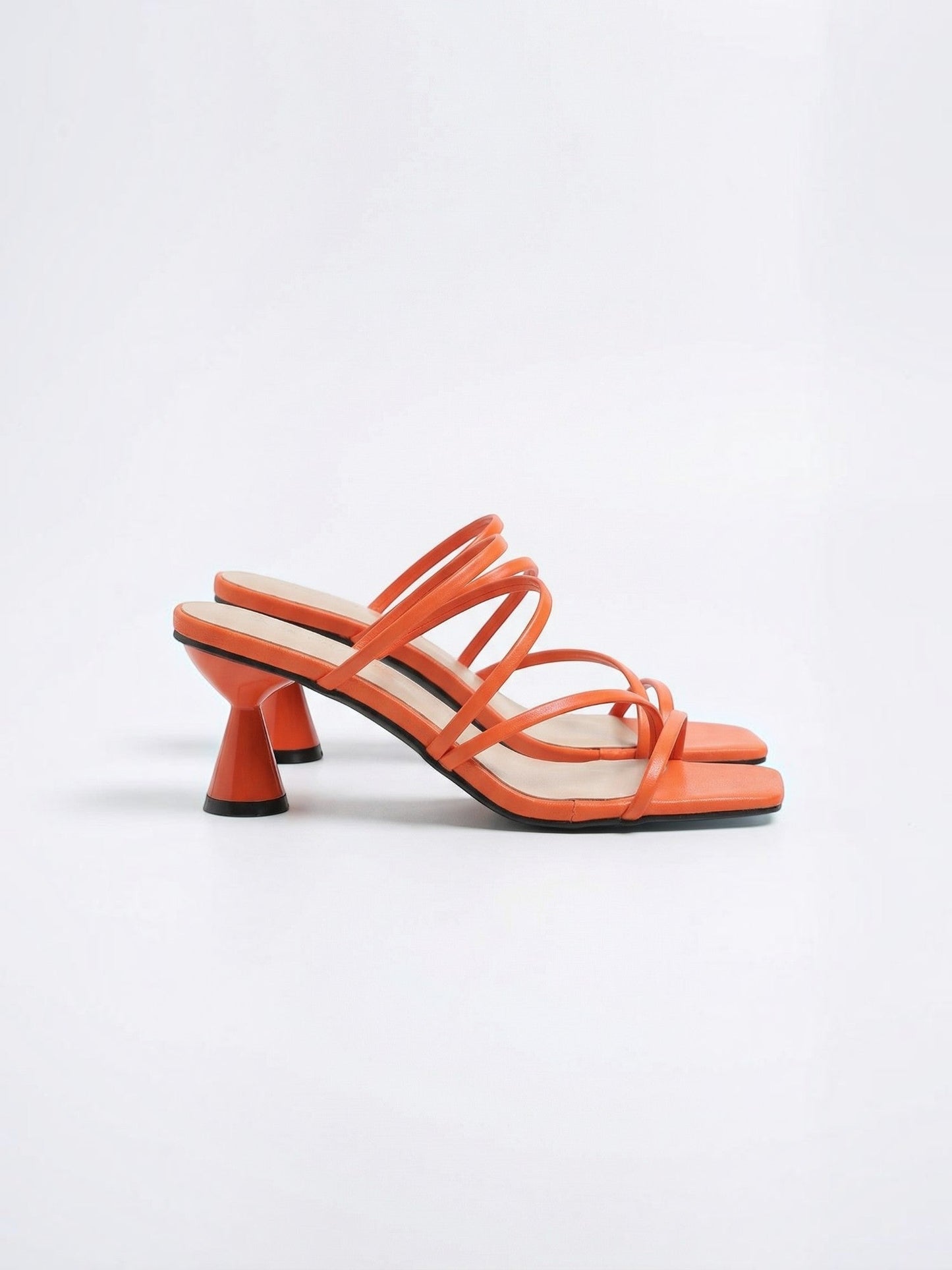 Women's Heel Sandals with Faux Leather Straps