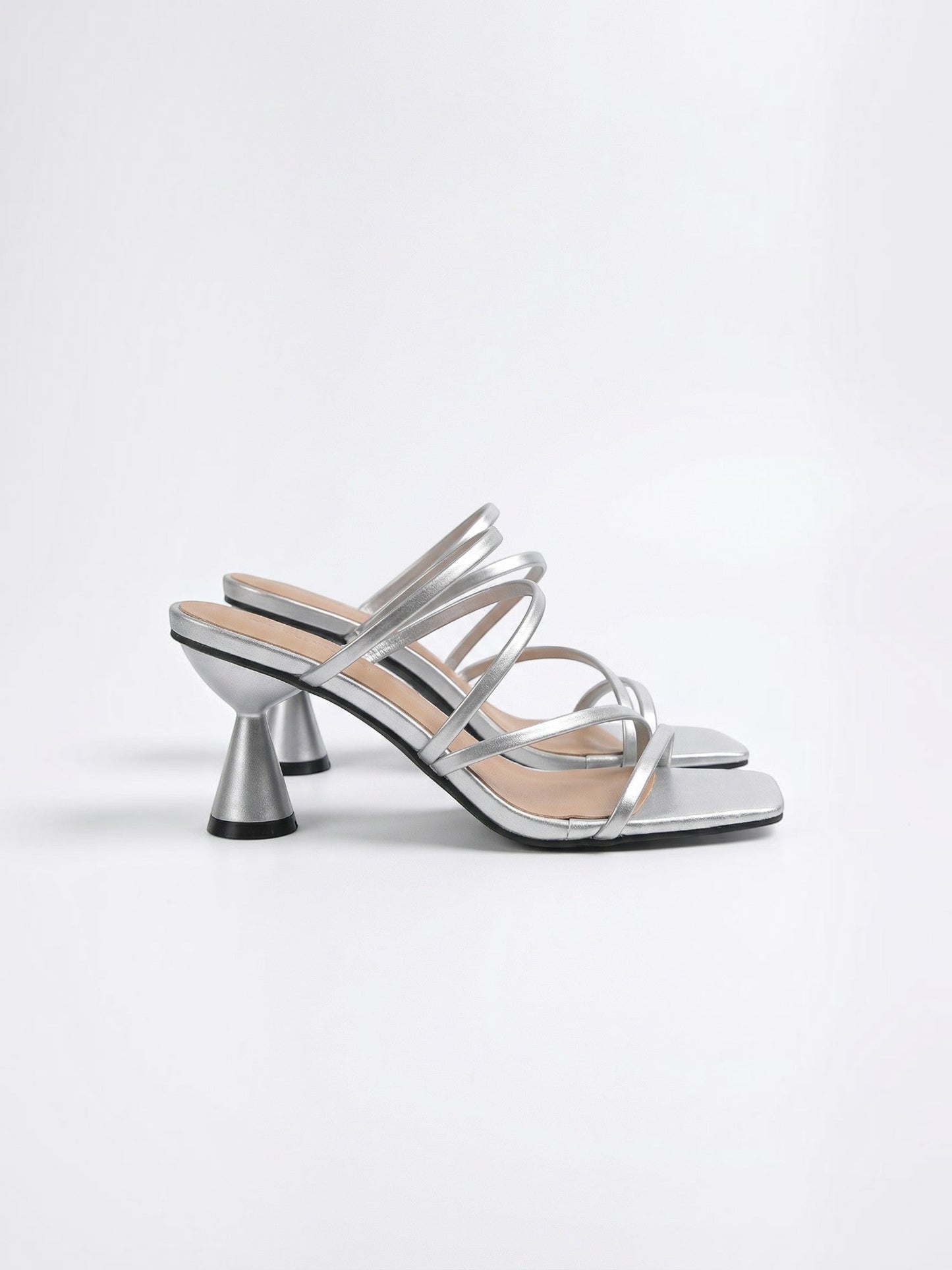 Women's Heel Sandals with Faux Leather Straps