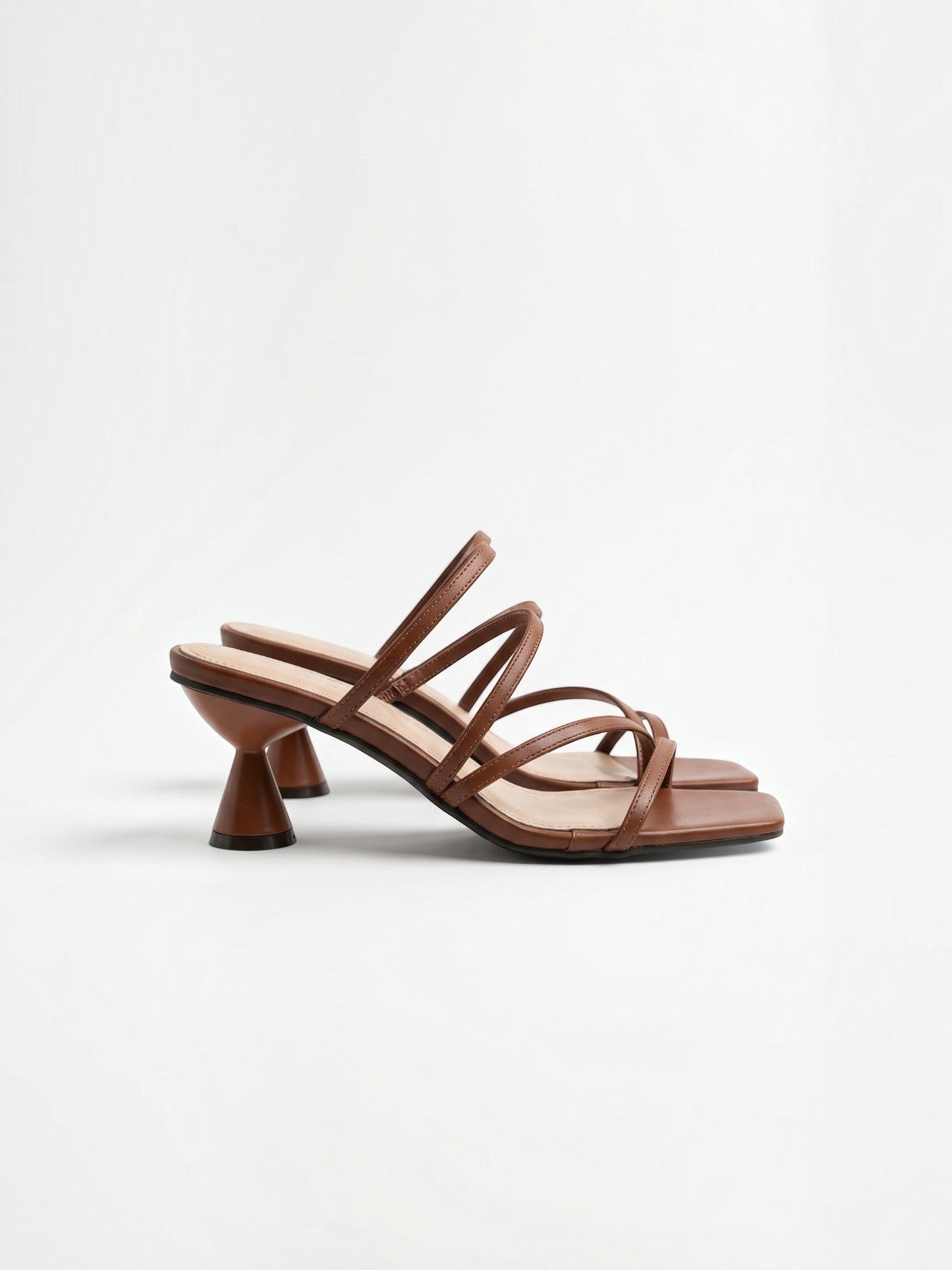 Women's Heel Sandals with Faux Leather Straps