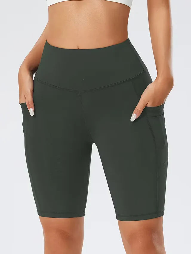 Women's High Waist Slim Fit Athletic Shorts with Side Pockets