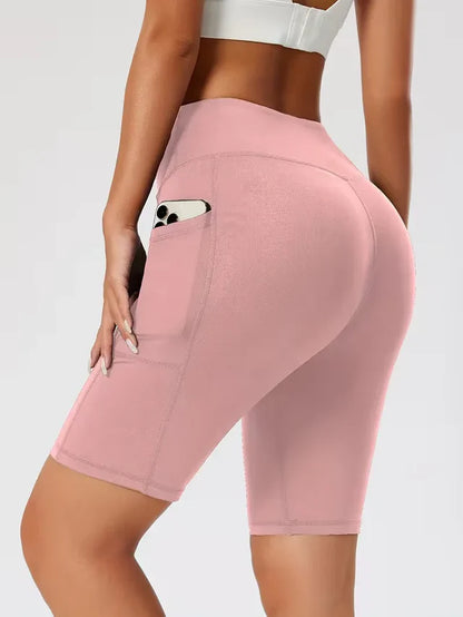 Women's High Waist Slim Fit Athletic Shorts with Side Pockets