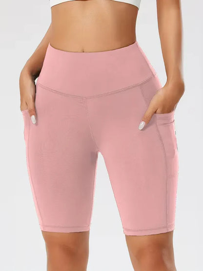 Women's High Waist Slim Fit Athletic Shorts with Side Pockets