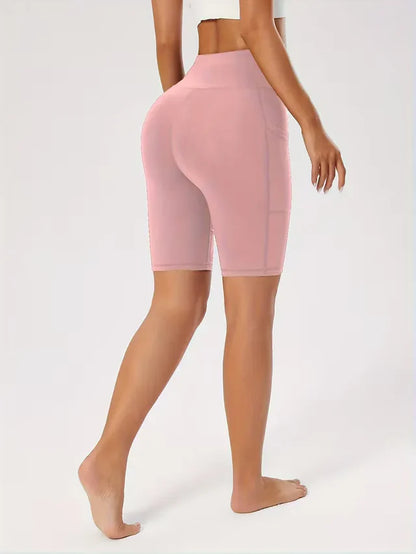 Women's High Waist Slim Fit Athletic Shorts with Side Pockets