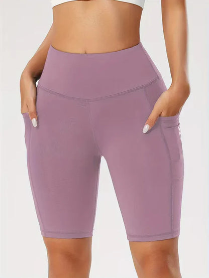 Women's High Waist Slim Fit Athletic Shorts with Side Pockets