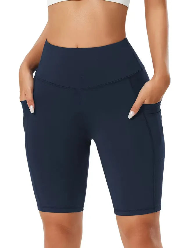 Women's High Waist Slim Fit Athletic Shorts with Side Pockets