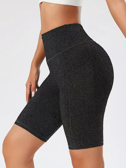 Women's High Waist Slim Fit Athletic Shorts with Side Pockets