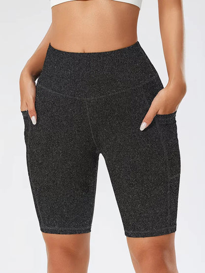 Women's High Waist Slim Fit Athletic Shorts with Side Pockets