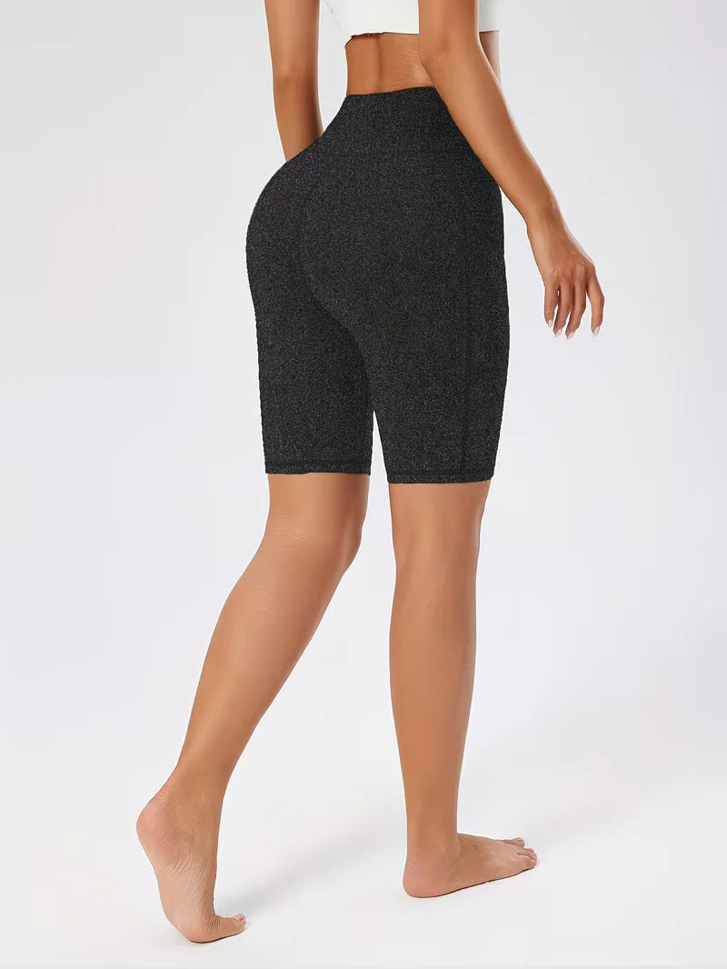 Women's High Waist Slim Fit Athletic Shorts with Side Pockets