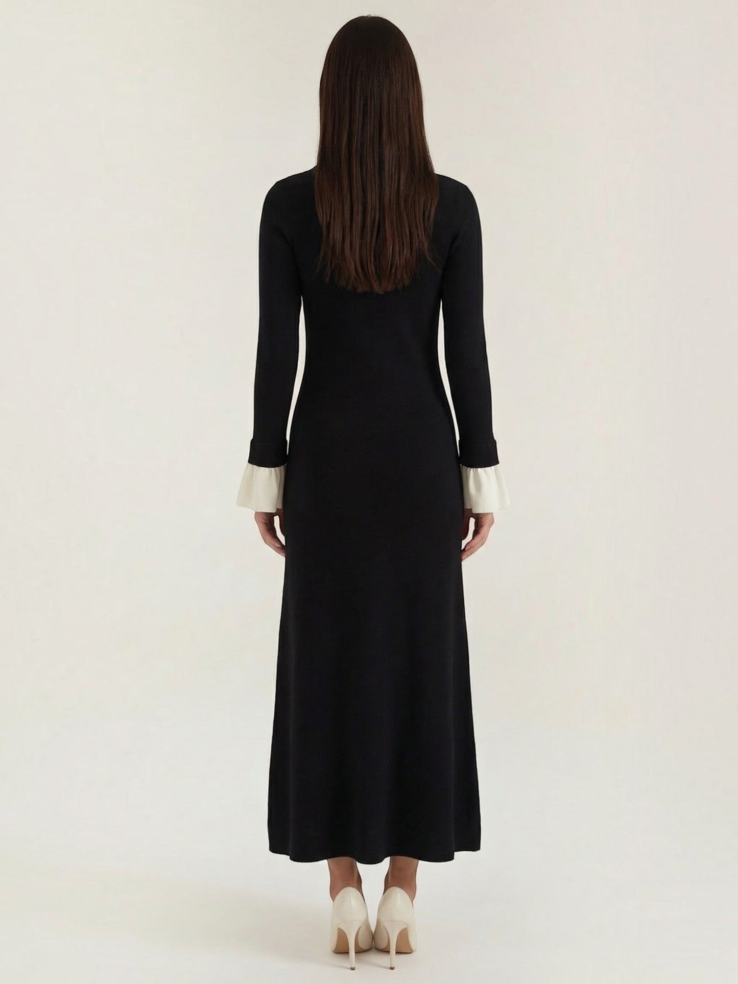 Women's Knit Maxi Dress with Polo Collar