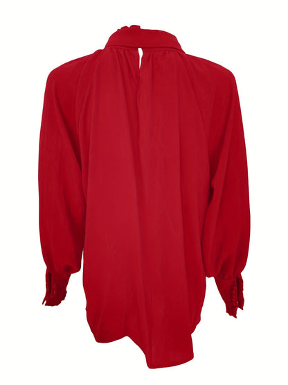 Women's Long Sleeve Blouse with Tie Neck