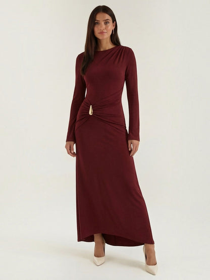 Women's Long Sleeve Maxi Dress with Flowing Silhouette