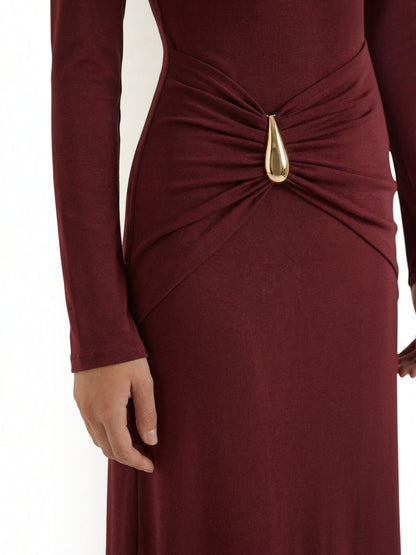 Women's Long Sleeve Maxi Dress with Flowing Silhouette