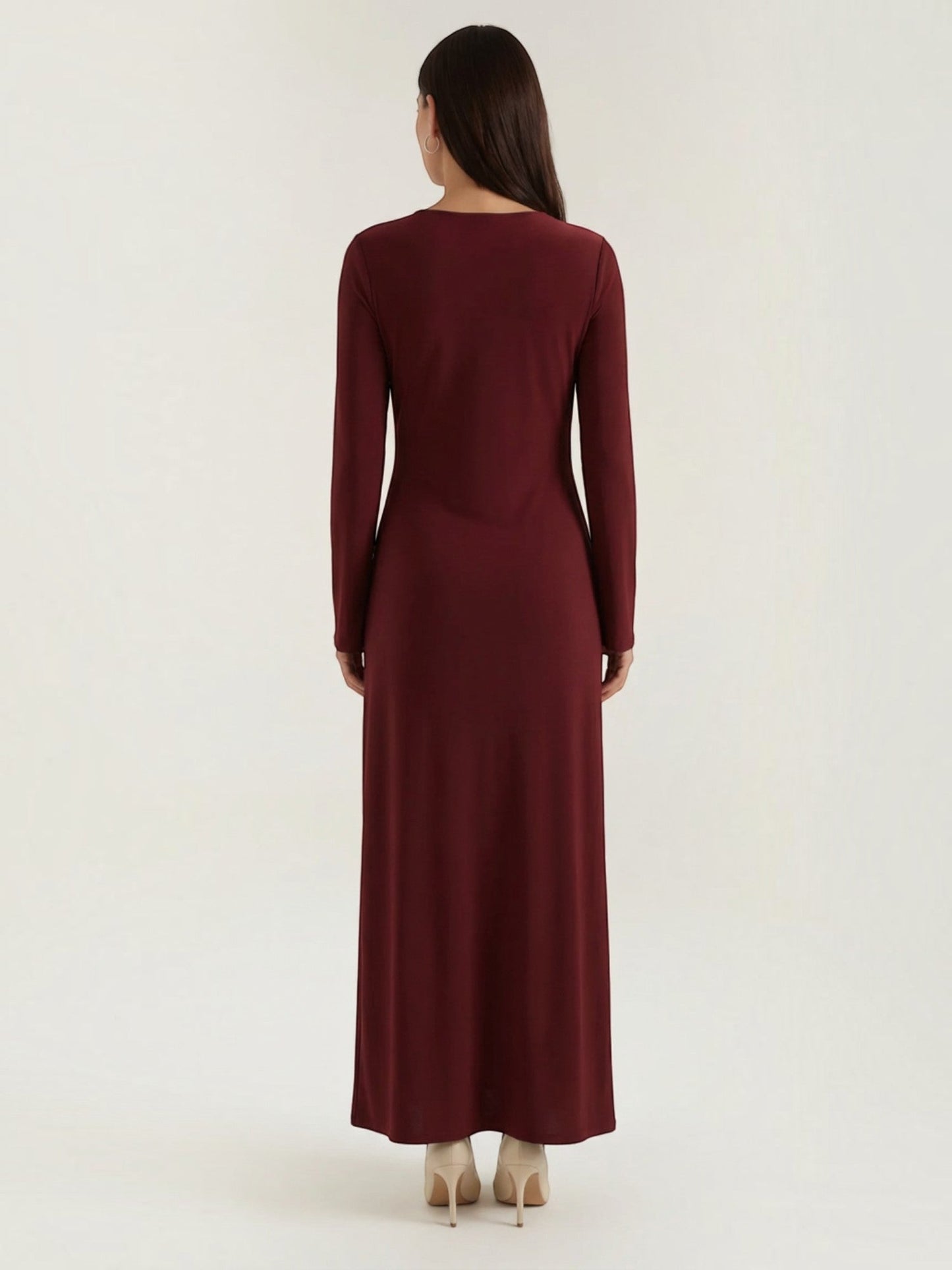 Women's Long Sleeve Maxi Dress with Flowing Silhouette