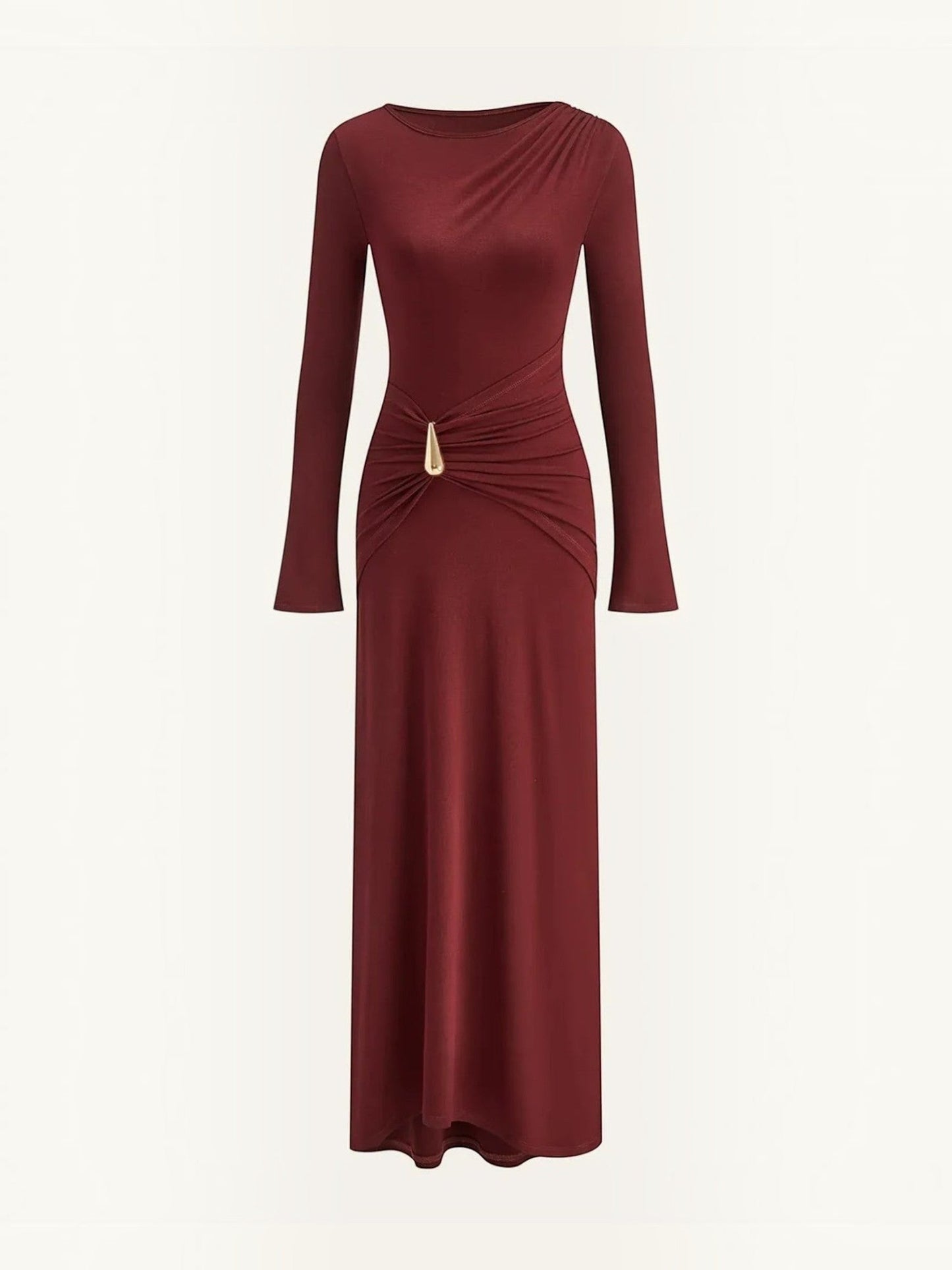 Women's Long Sleeve Maxi Dress with Flowing Silhouette