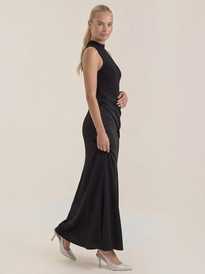 Women's Maxi Dress with Roll Neck and Long Sleeves
