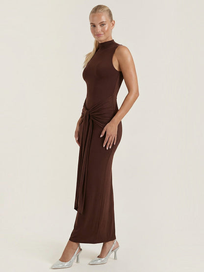 Women's Maxi Dress with Roll Neck and Long Sleeves