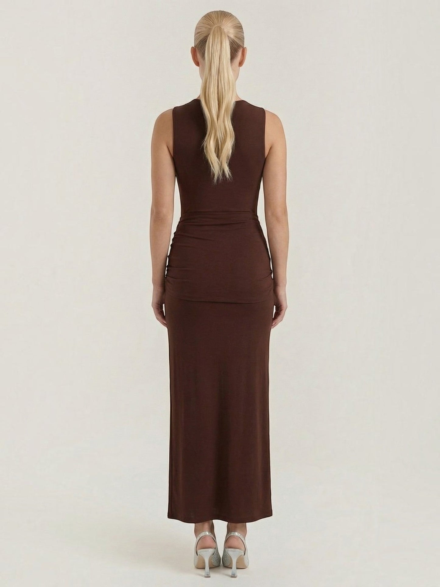Women's Maxi Dress with Roll Neck and Long Sleeves