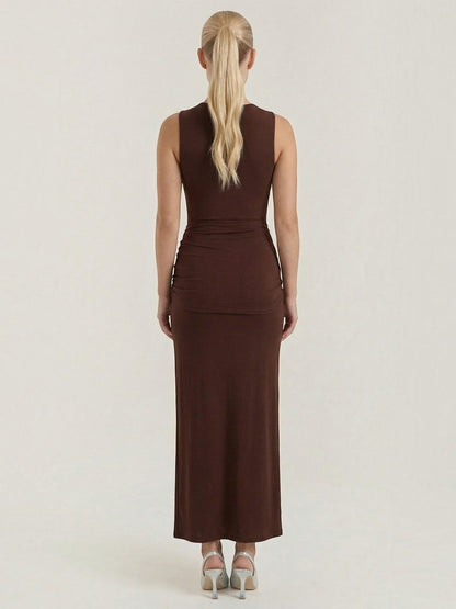 Women's Maxi Dress with Roll Neck and Long Sleeves