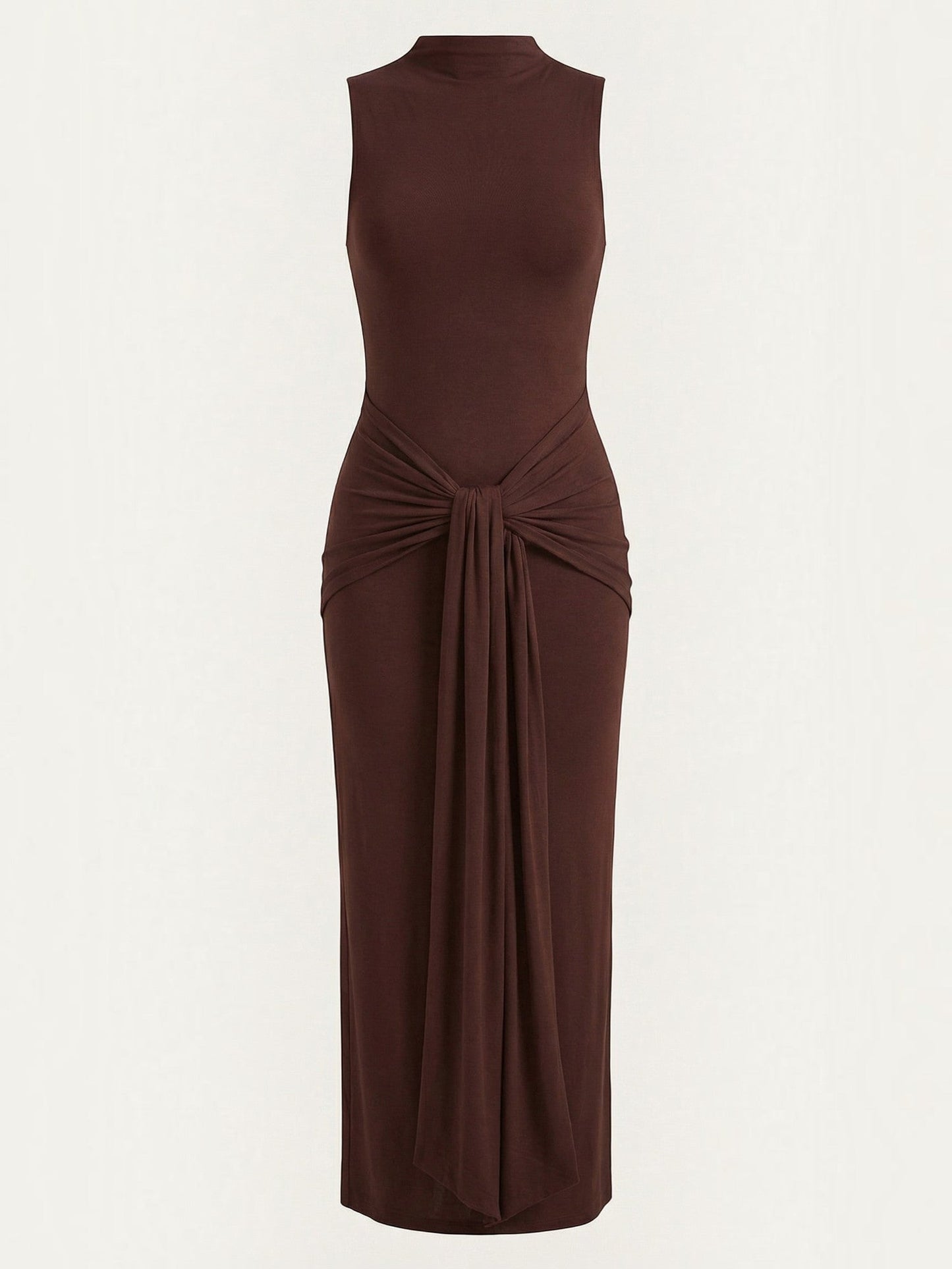 Women's Maxi Dress with Roll Neck and Long Sleeves