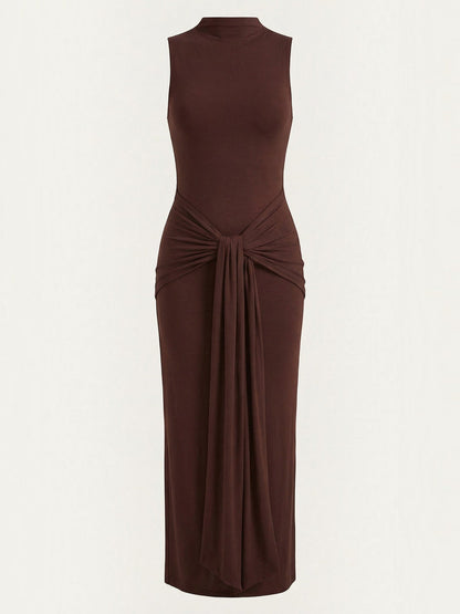 Women's Maxi Dress with Roll Neck and Long Sleeves