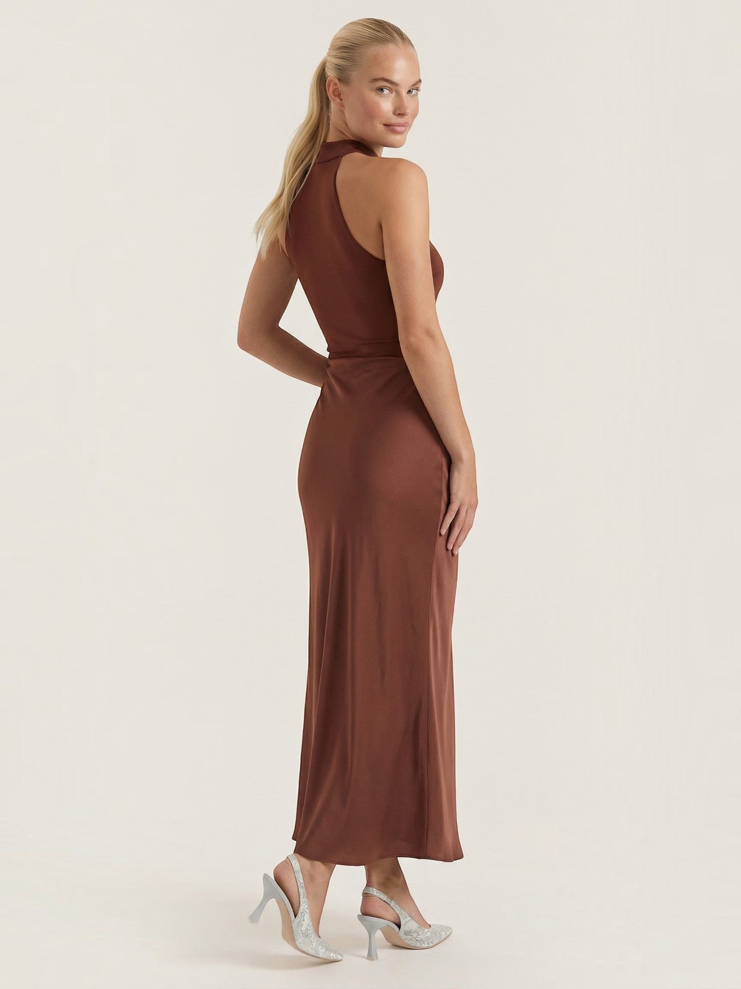 Women's Maxi Dress with Roll Neck and Long Sleeves