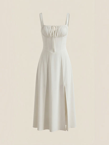 Women's Midi Dress with Lace Up Detail