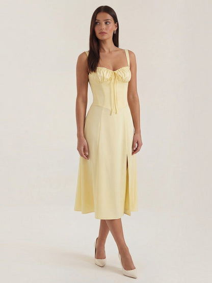Women's Midi Dress with Lace Up Detail