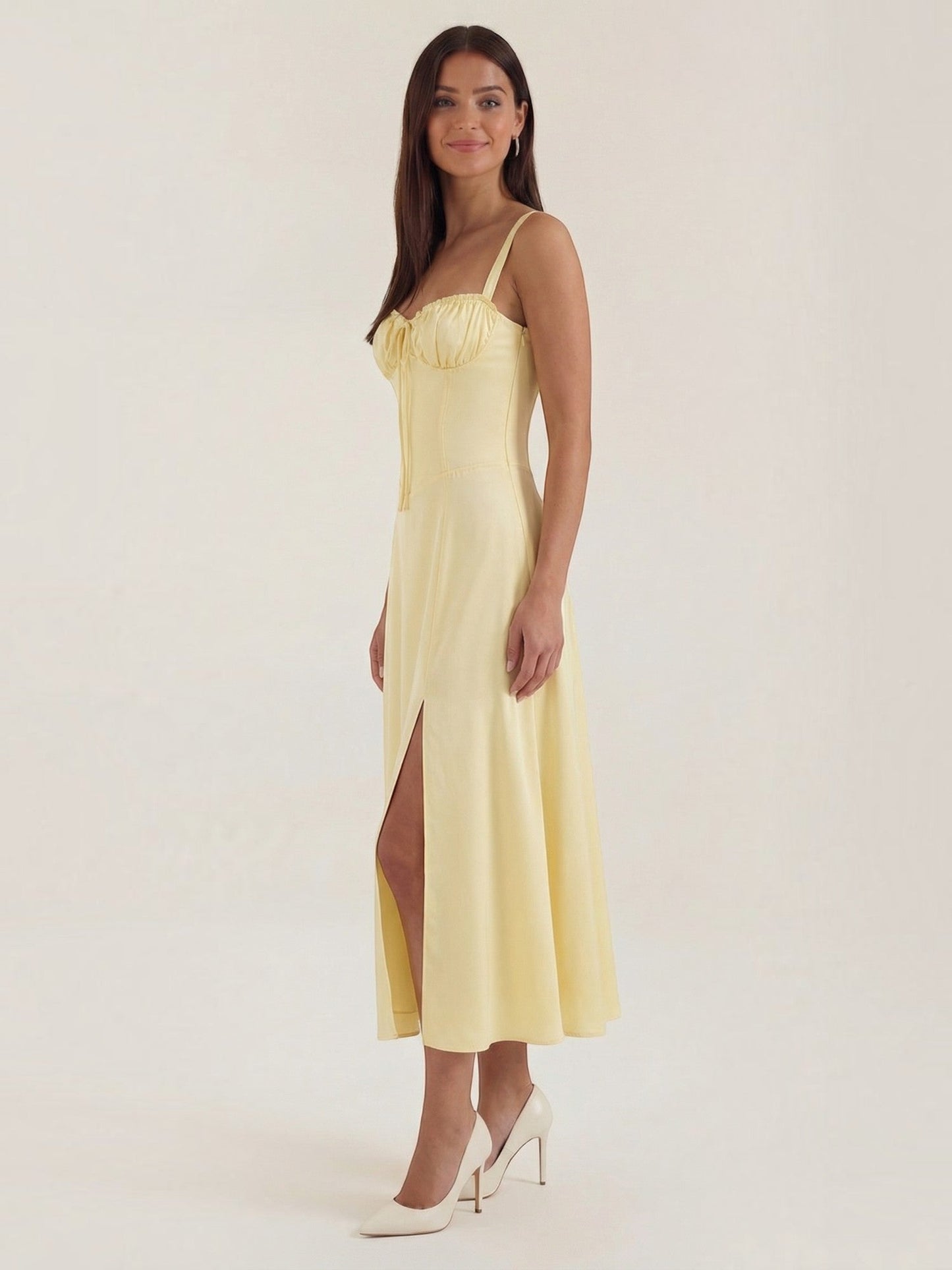 Women's Midi Dress with Lace Up Detail