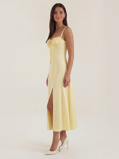 Women's Midi Dress with Lace Up Detail