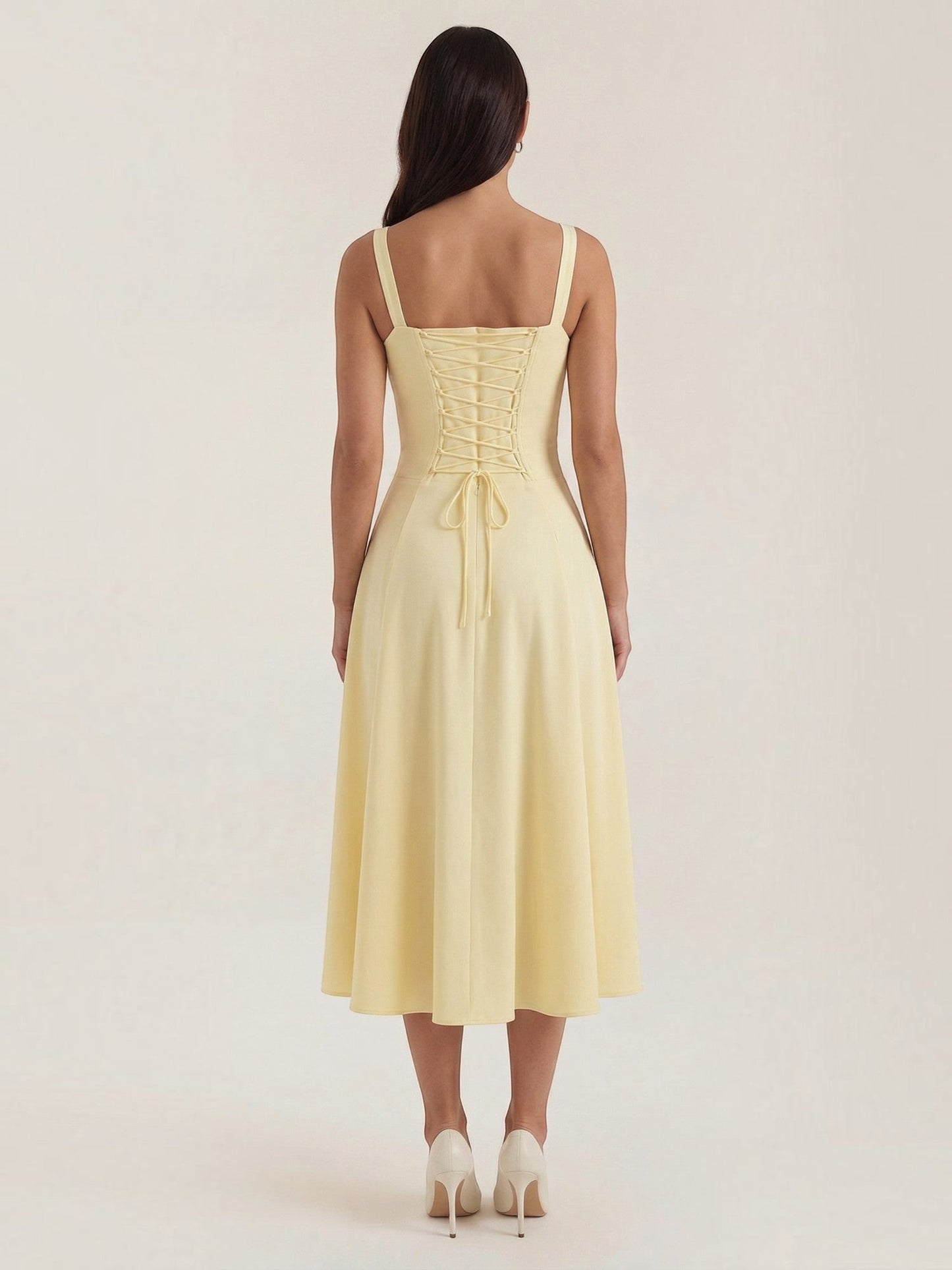 Women's Midi Dress with Lace Up Detail