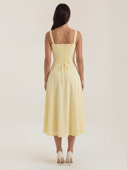 Women's Midi Dress with Lace Up Detail