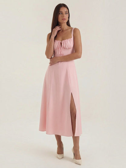 Women's Midi Dress with Lace Up Detail