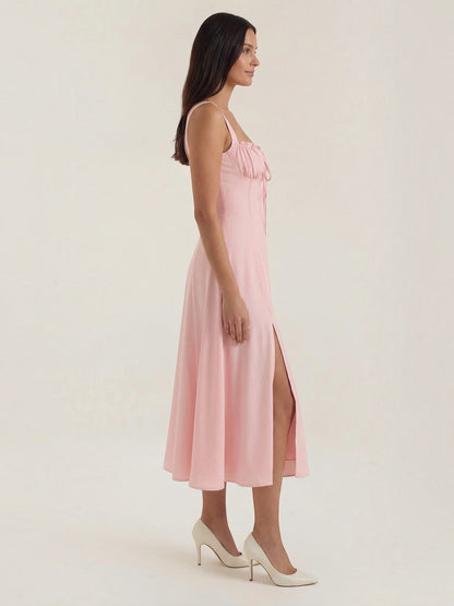 Women's Midi Dress with Lace Up Detail