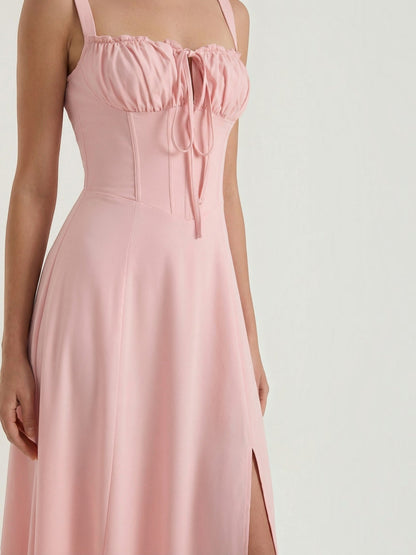 Women's Midi Dress with Lace Up Detail