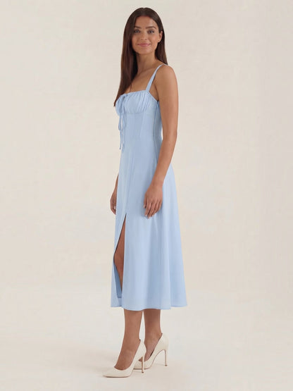 Women's Midi Dress with Lace Up Detail