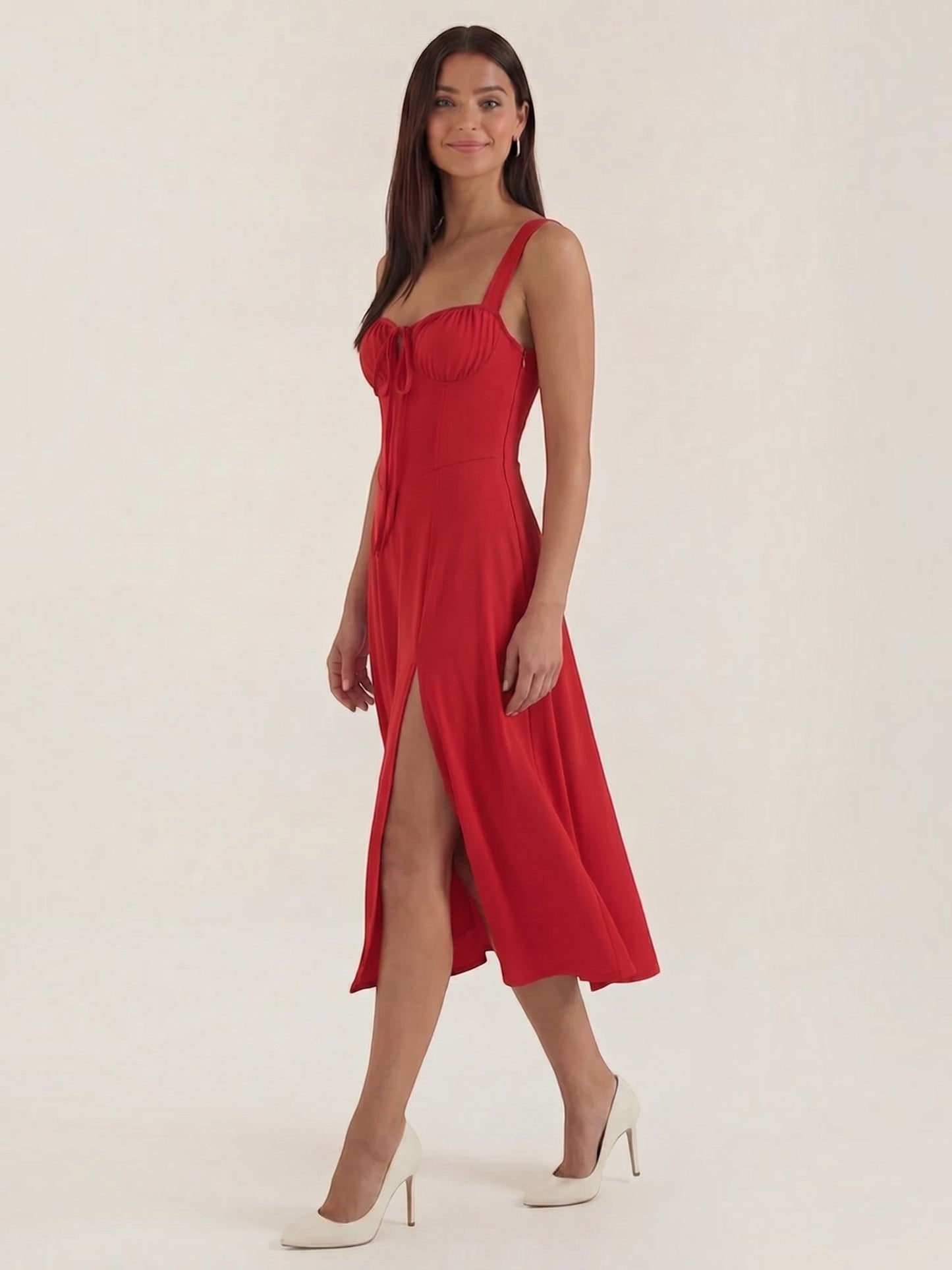Women's Midi Dress with Lace Up Detail